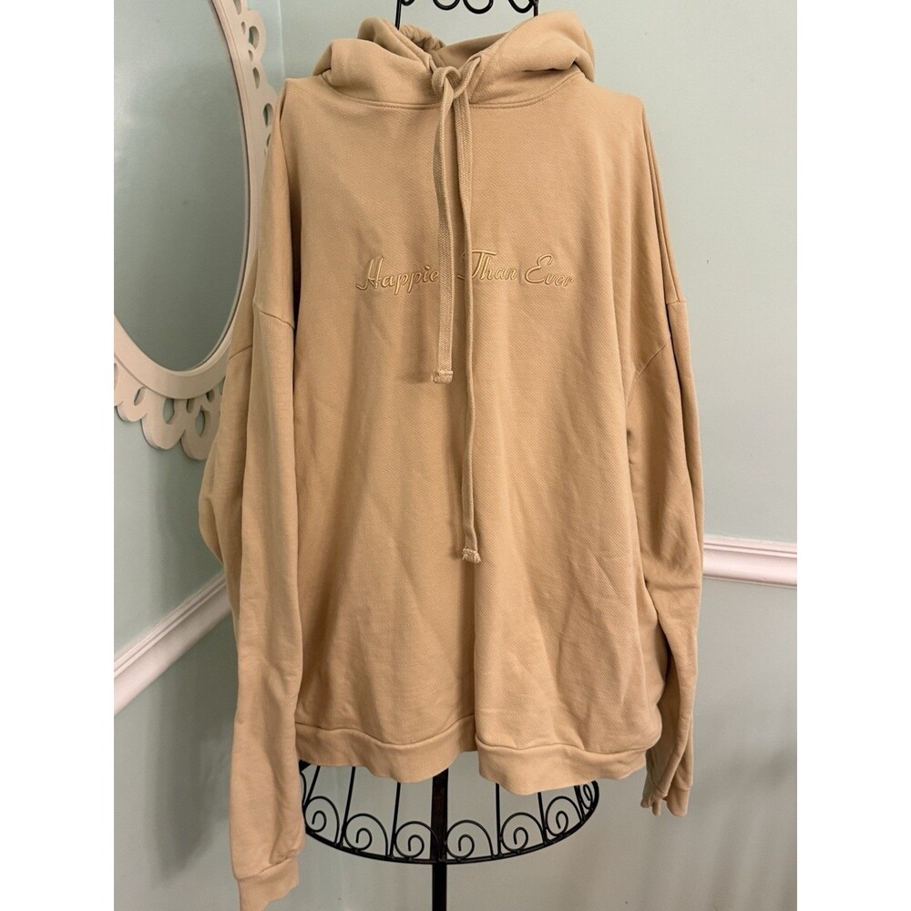 Billie Eilish Happier Than Ever Hoodie XL Tan Sweatshirt Concert Organic Cotton